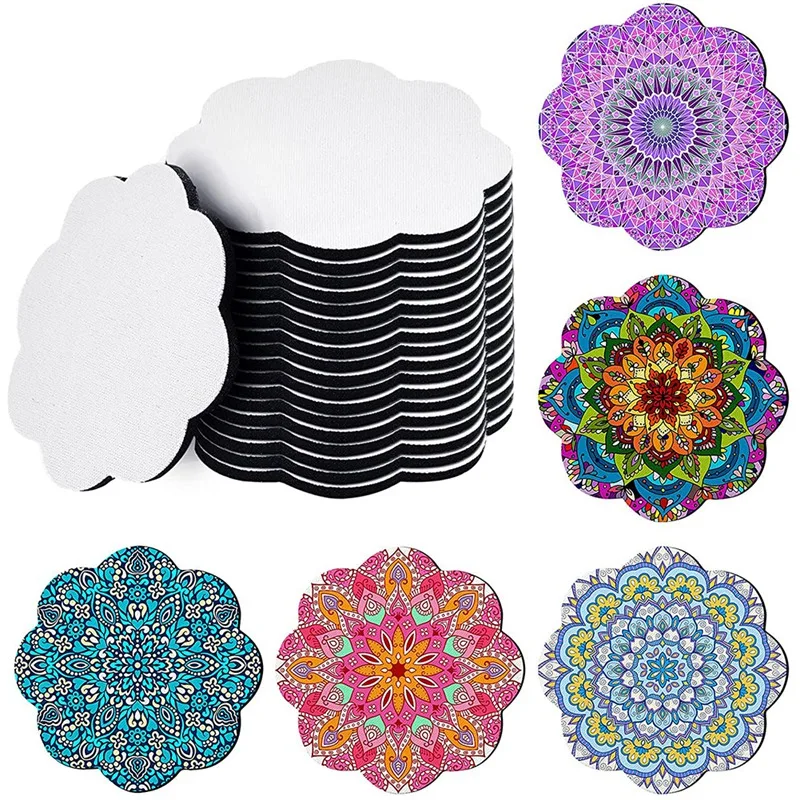 60 Pcs 2.8X2.8 Inch Sublimation Blank Coasters Heat Transfer Cup Coasters for Printing Drawing DIY Craft Supplies Car