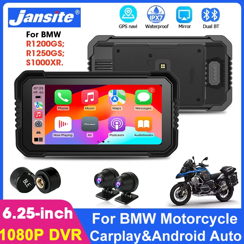 

6,25 "мотоцикл Carpay для BMW R1200GS/R1250GS/R1300GS/S1000XR мото-навигация GPS беспроводной Carplay Android Auto Dual BT