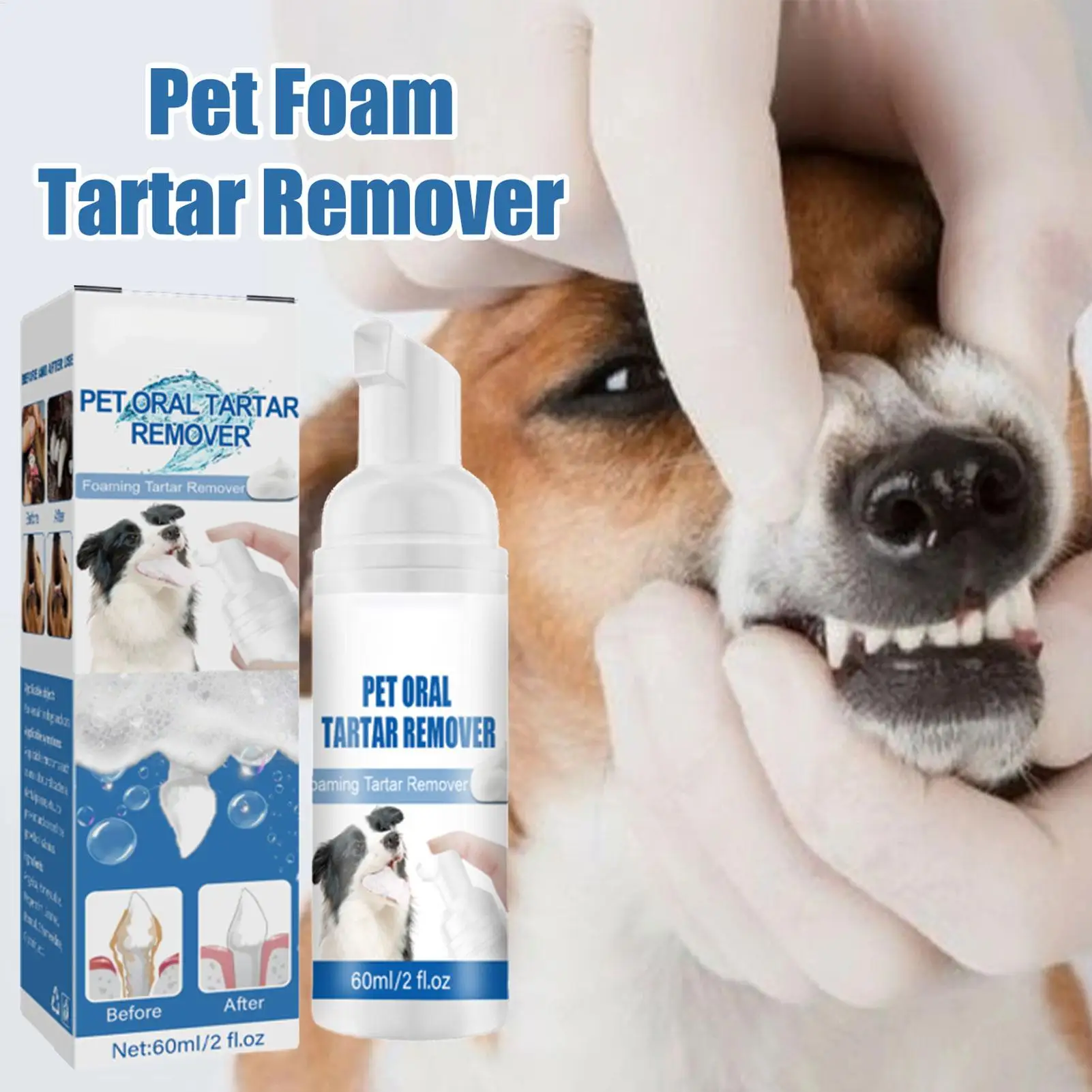 Pet Tartar Remover Natural Plaques Off & Tartar Remover for Dogs & Cats Freshen Breath Foam for Dogs & Cats Support Healthy Gums