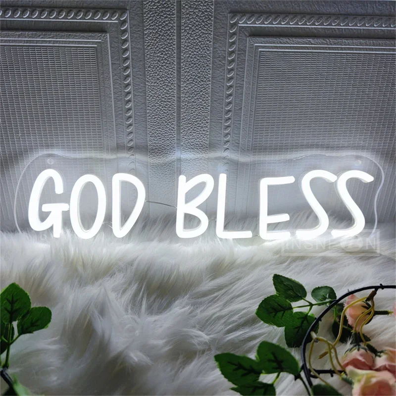 

God Bless Neon Sign LED Light Neon USB Powered For Wall Art Bedroom Decoration Neon Signs Wall Office Decor Party Gift For Girls