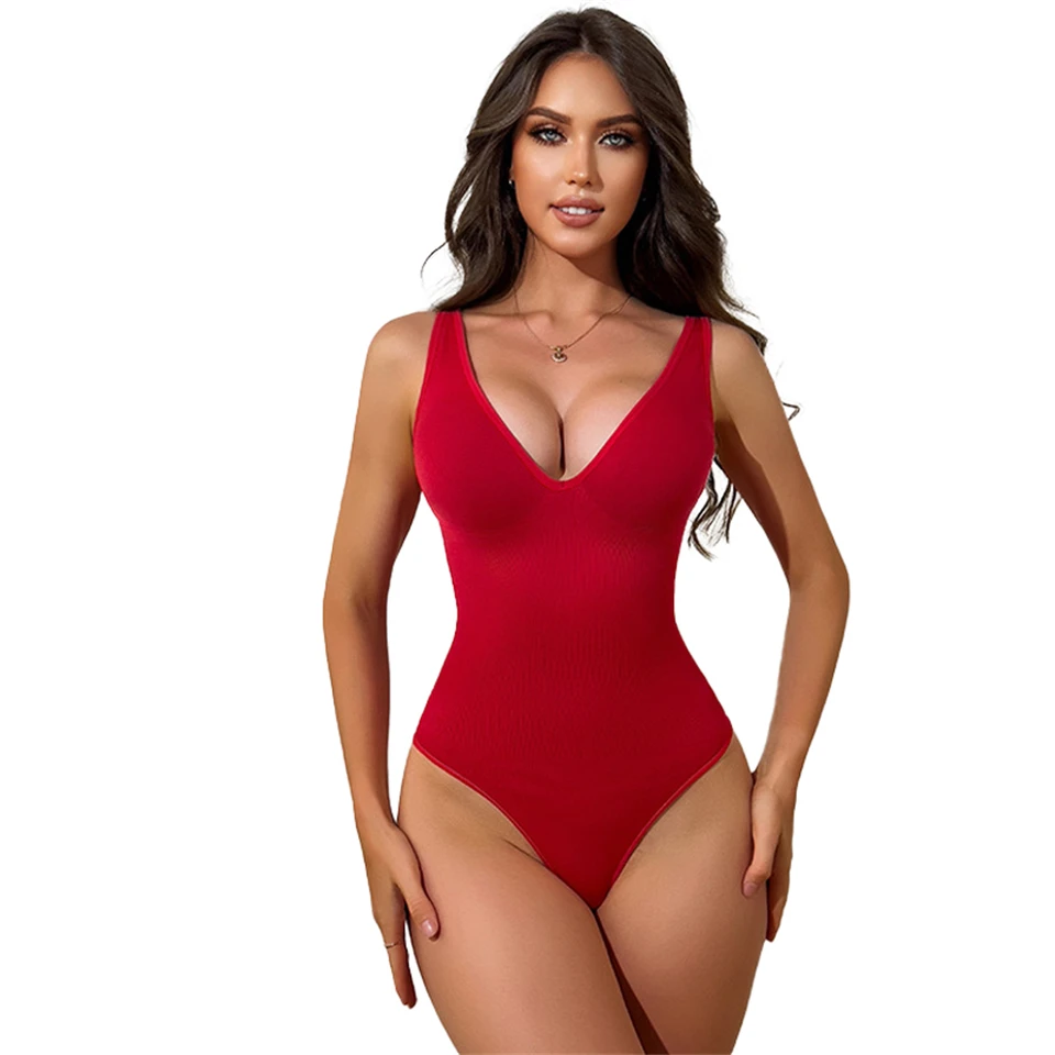 Becirzet Unterwäsche für Damen, sexy Bodys, Po-Former und Shaper, Bauchkontrolle, Shapewear, tiefes V, Push-Up-Neckholder-Top – Detail 5