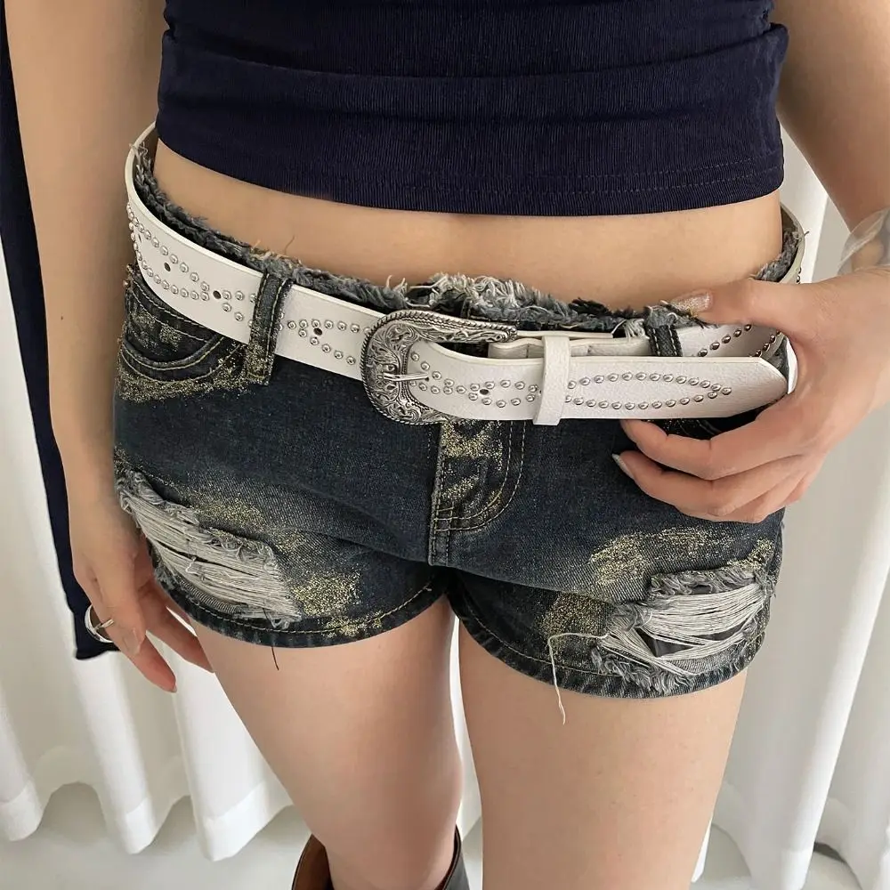 

Fashion Rhinestone Women's Belt PU Leather Ethnic Style Rivet Waist Belt Waistband Punk Dress Jeans Belt Spicy Girls