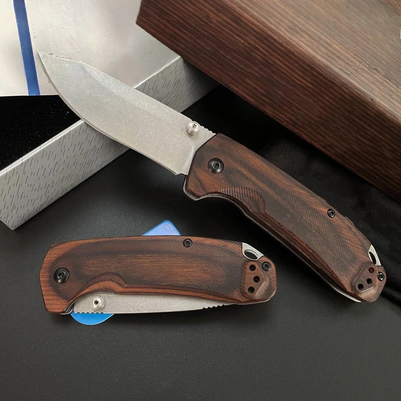 

15031 Pocket EDC Folding Knife Wood Handles Camping EDC Multifunctional Tool Hunting Portable Self-defense Tactical Hand Knives