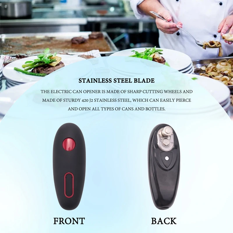 Electric Can Opener, Automatic Safety Can Opener With One Contact, Restaurant Battery Operated Handheld Can Openers