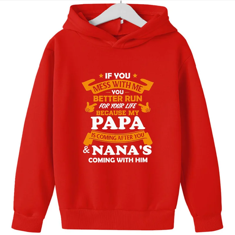 My Papa Is Coming Print Boy's Casual Hooodie, Short Sleeve Crew Neck Comfy Hooodies Kids Summer Outdoor Sports Clothing Sweater