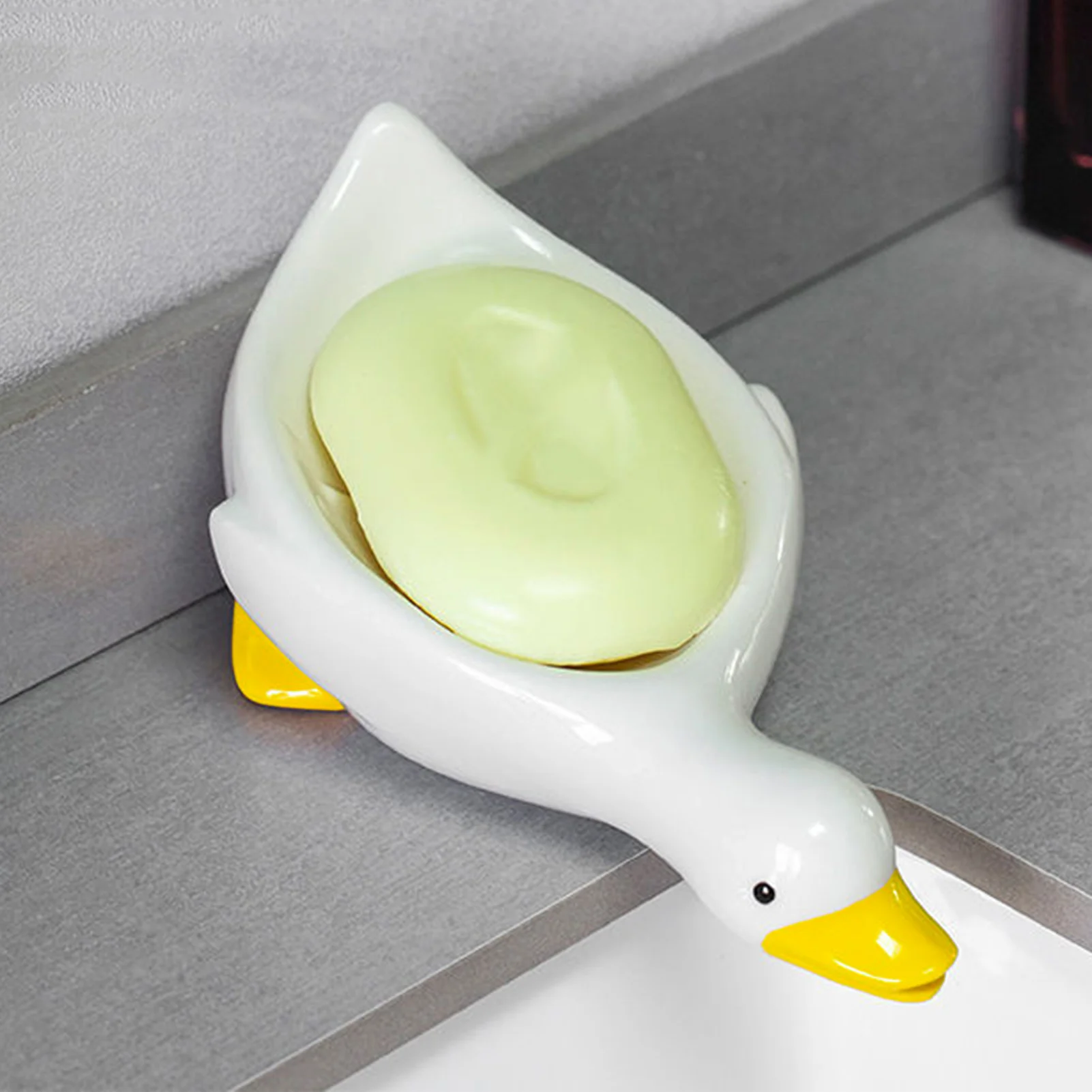 Duck Shape Countertop Soap Dish Drain Rack Shower Soap Holder for Home Flat Dormitory Hotel