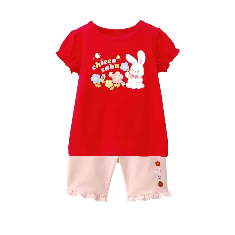 

2025 New Spring MK Kids Short Sleeve Shirt Girl Boy Sweatshirt Rabbit BearTee Korean Ultra Soft Kids Clothes 90-130