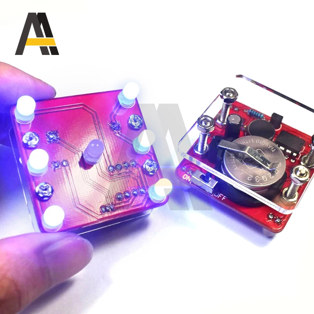 DIY Swing Shaking LED Dice Kit com Pequena Vibração Motor Diy Kits Eletrônicos Modo de espera mostrará o efeito conduzido pela respiração