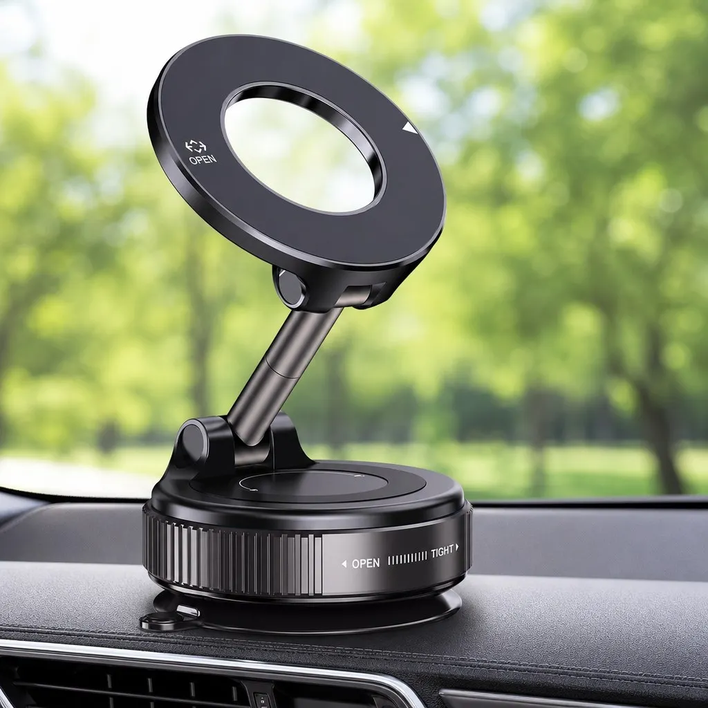 Magnetic Suction Cup Phone Mount for Magsafe 360° Adjustable Foldable Car Holder