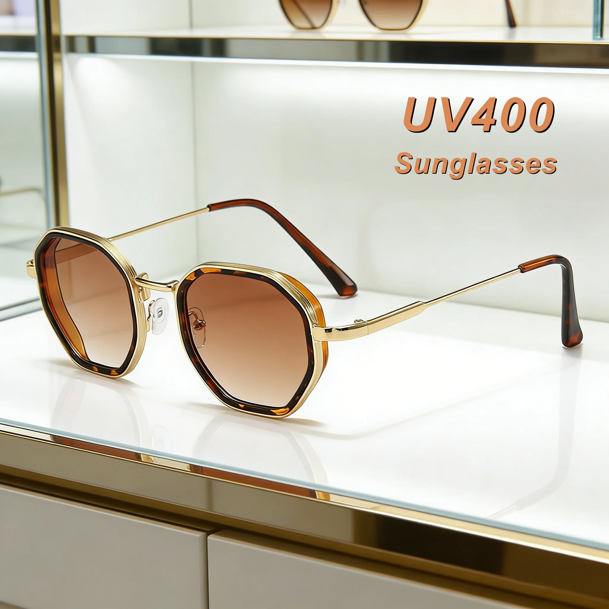 

2026 New Fashionable Luxury Polygonal Metal Frame Women's Sunglasses Retro Outdoor Neutral High Quality UV400 Sunscreen Glasses