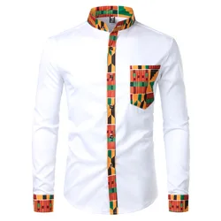 Nuovo abbigliamento africano camicia da uomo in piedi collo stampa digitale camicia a fiori a maniche lunghe Cardigan da uomo Top