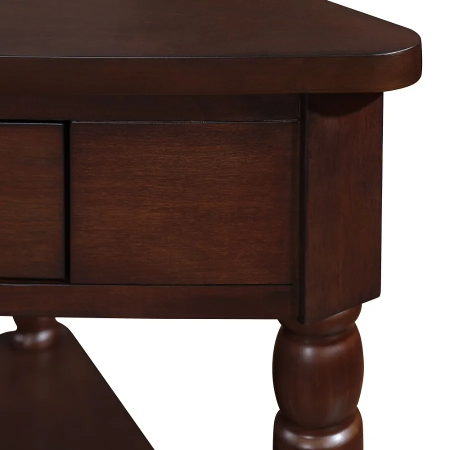 Mały trójkątny stolik narożny 85 cm, drewniany stolik boczny do małych przestrzeni, salonu, 3-poziomowy stolik narożny z litego drewna.