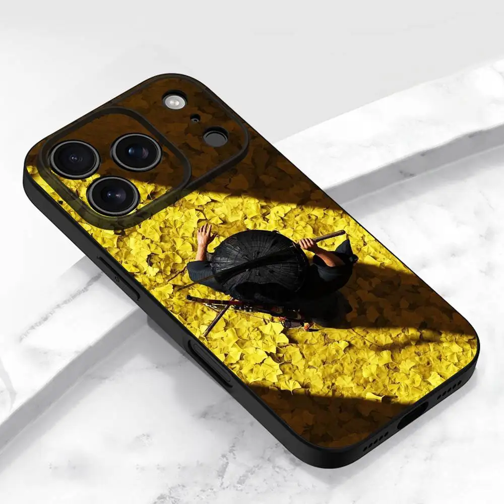 Capa de telefone G-Ghost of Yotei para iPhone 13,16,11,14,17,12,15,Plus,E,Air,Pro,Max,Mini capa protetora preta