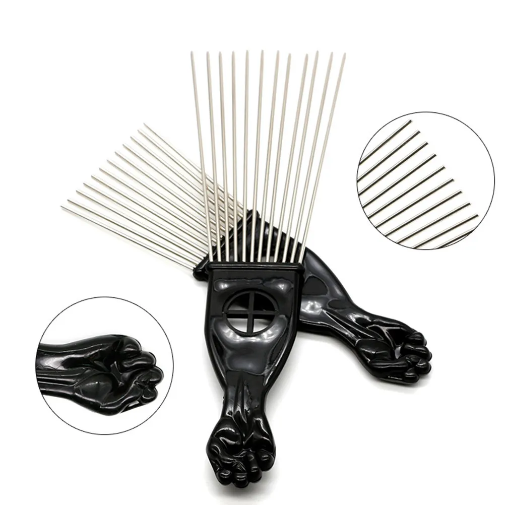 1Pcs Steel Pin Comb Wide Tooth Hair Detangling Rake Comb Hairdressing Slick Styling Brush for Long Thick Tangled Hair