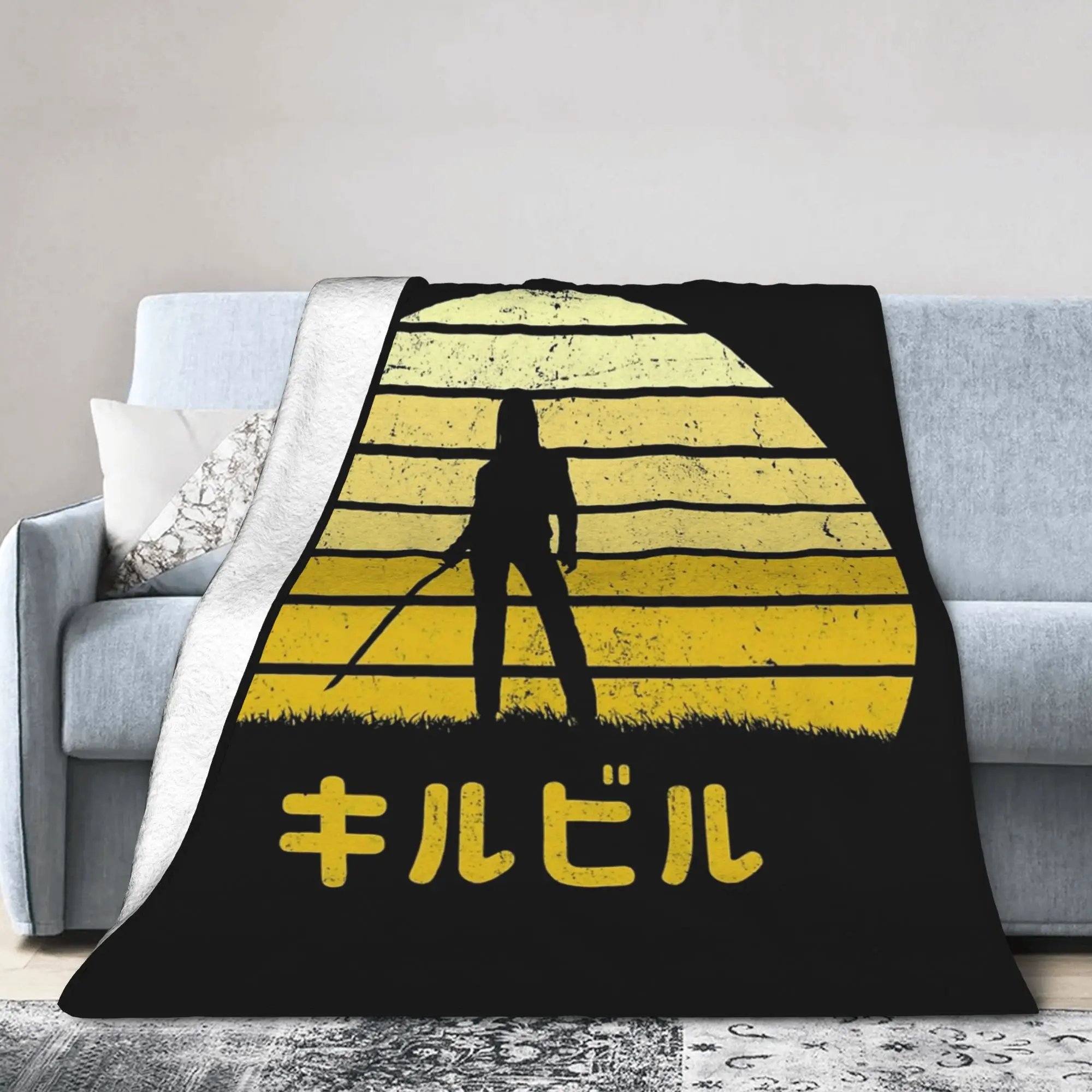 Vaporwave Kill Bill Blankets Flannel  Winter  Breathable Soft Throw Blanket for Home Bedroom Quilt
