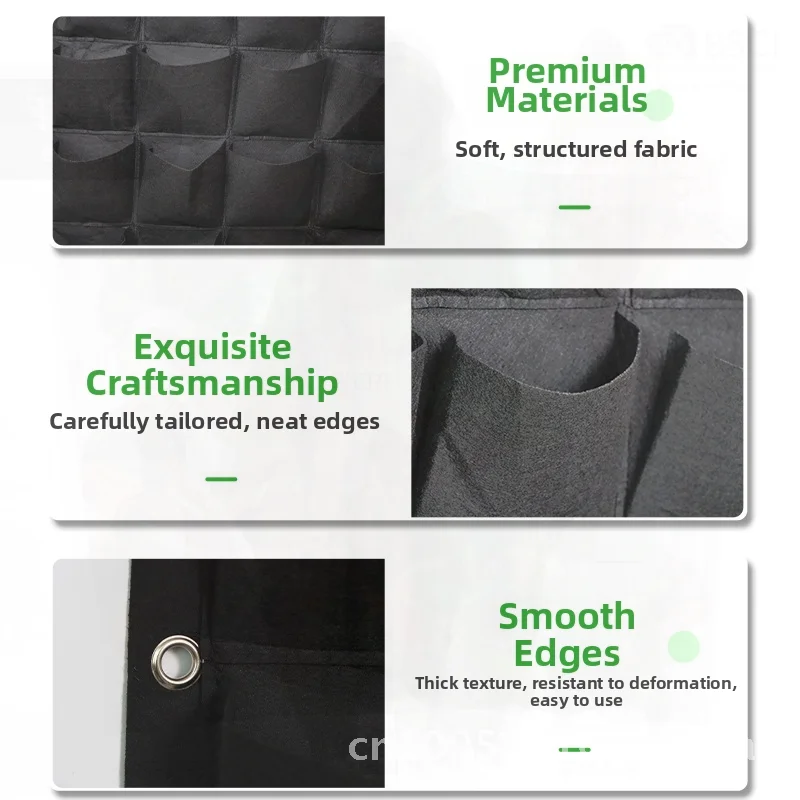 

Wall-Mounted Planting Box Multi-Port Balcony Green Wall Flower Pot Self-Watering Breathable Non-Woven Fabric Black Modern