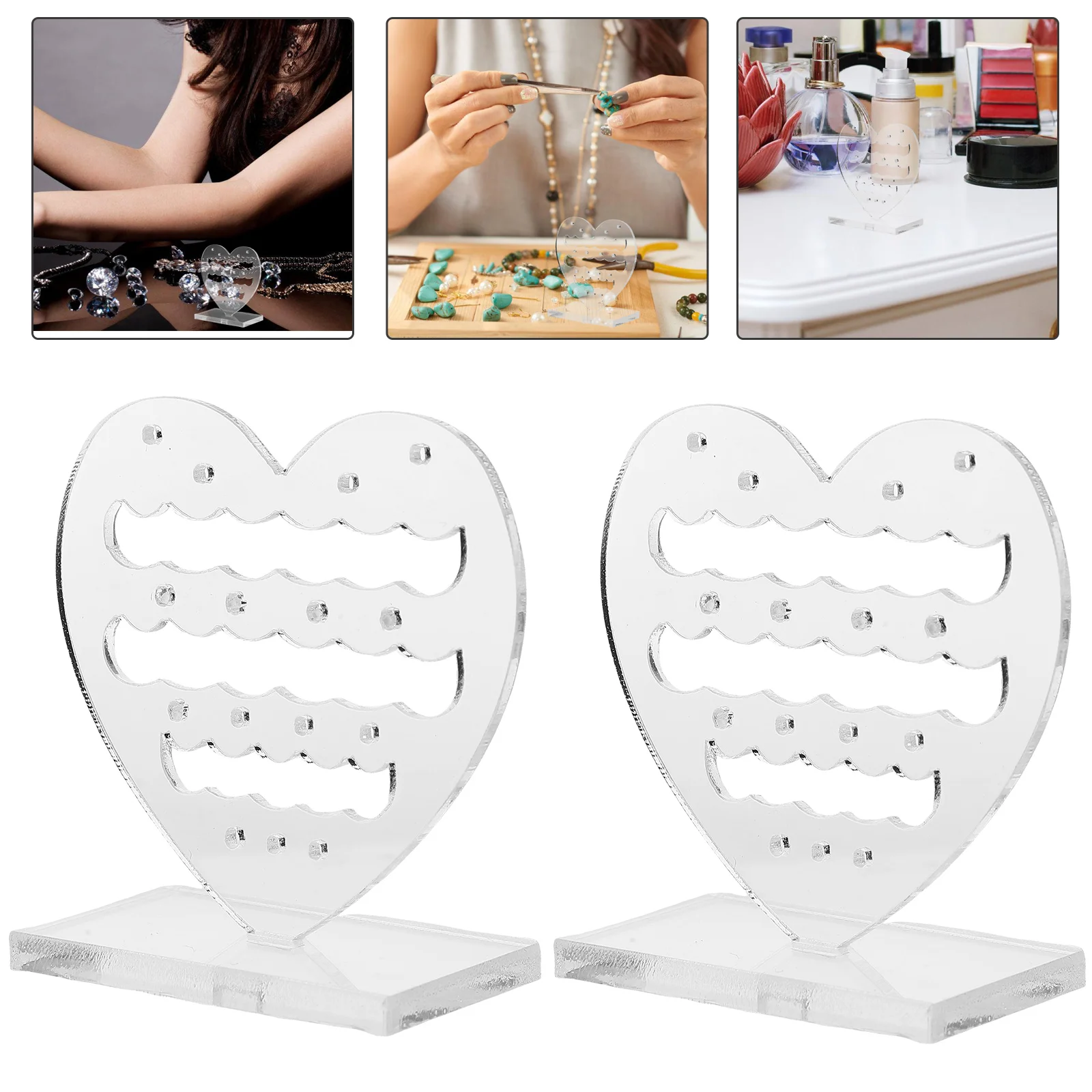 

2pcs Acrylic Display Stand Jewelry Holder Organizer Earring Ear Studs Display Rack Lightweight Stable Base Compact