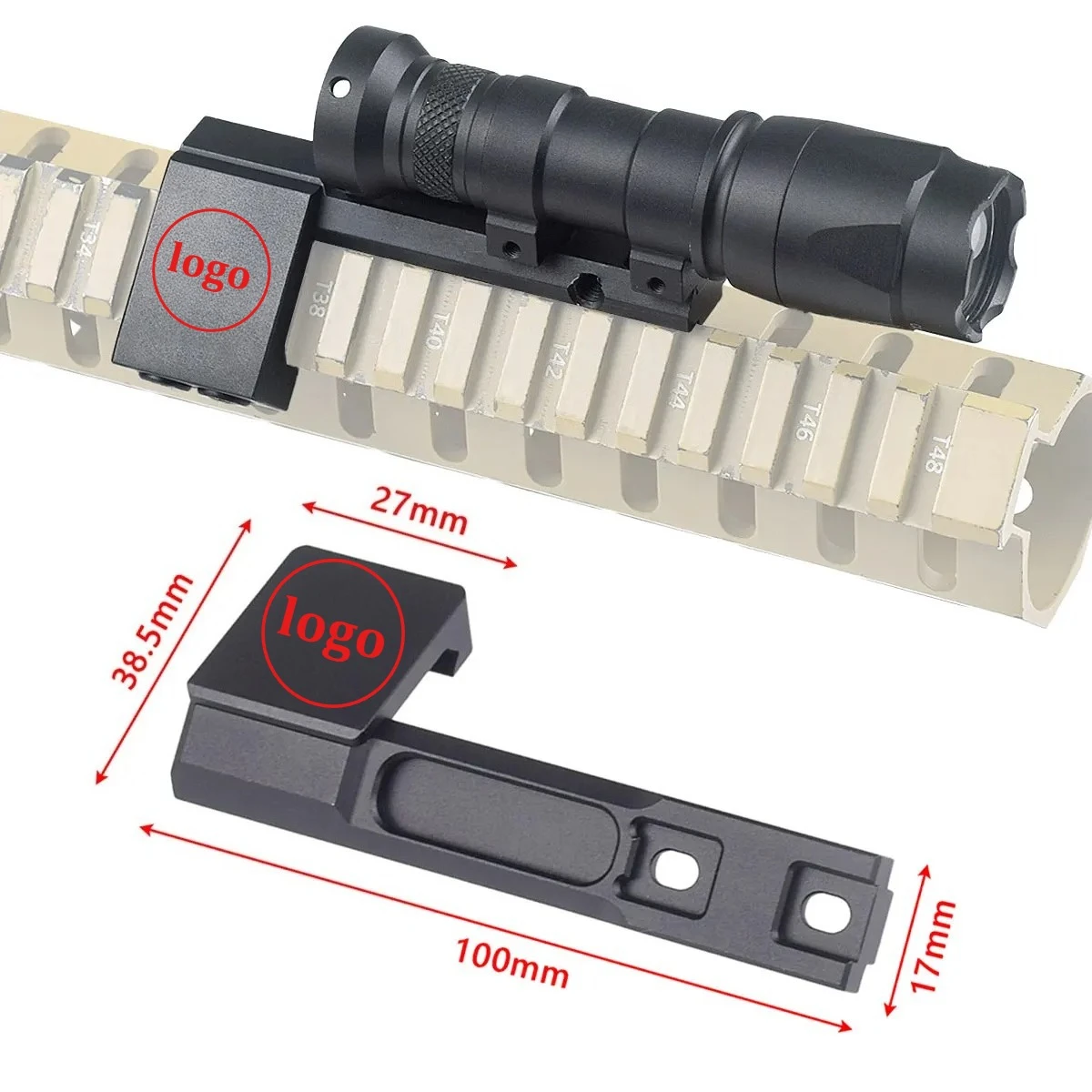 Tactical Metal M-lok Surefire Flashlight Offset Mount Fit M600 M300 Scout Light  ARIS Series VG 6 QD Mount 20mm Picatinny Rail