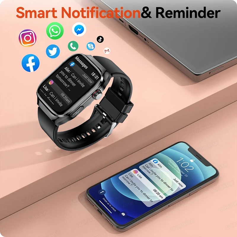 For HUAWEI Blood lipids testing Smart Watch ECG+PPG Dual Detection Uric Acid BT Call Blood pressure HRV diagnosis Smartwatch New