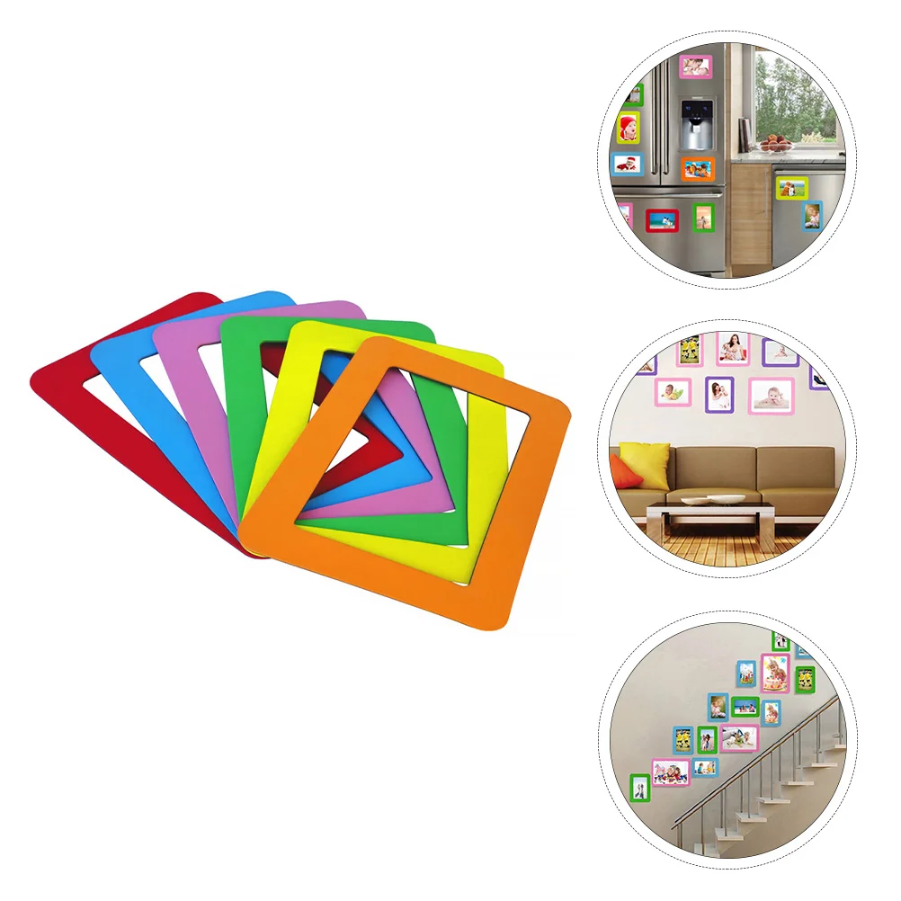 

6 Pcs Photo Frame Stickers Home Decor Flexible Magnetic Fridge Picture Creative Holder Eva Set for