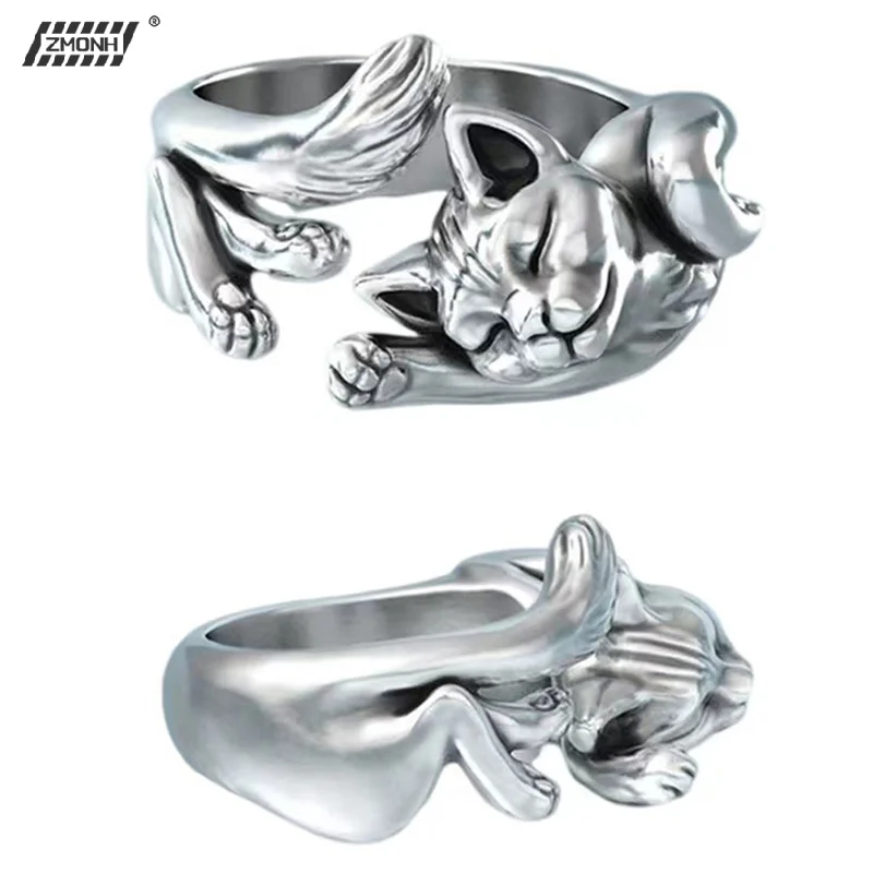 

[H]Vintage Cute Cat Rings Women Jewelry Trendy Adjustable Ring Gift Party Accessories