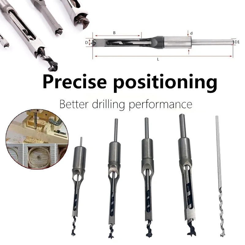 

1Pcs 6mm-25mm Woodworking Square Hole Drill Tools Auger Mortising Chisel Drill Set DIY Furniture Square Woodworking Drill