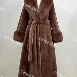 White Turn Coat Women's Autumn Winter Belt Popular Woolen Coat 2026 Fur Coat Fragrant Wind High end Lightweight Short Fur Neck
