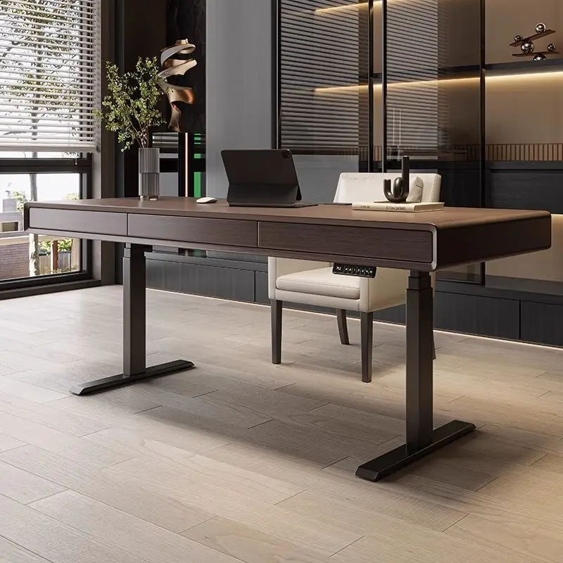Minimalist intelligent electric lift desk Modern simple dual motor study solid wood computer work desk