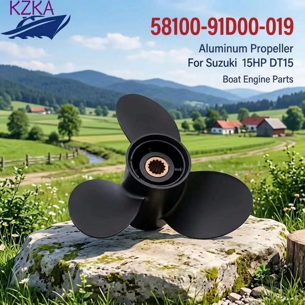 Boat Engine Aluminum Propeller 58100-91D00-019 For Suzuki 15HP DT15 9-1/4x8 Size Engine Parts