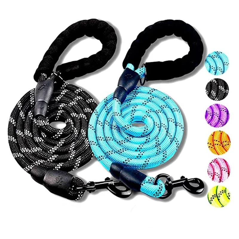 Reflective Nylon Strong Leashes for Dogs Soft Handle Dog Leash Reinforced Leash for Small Medium Large Dogs Big Dog Supplies