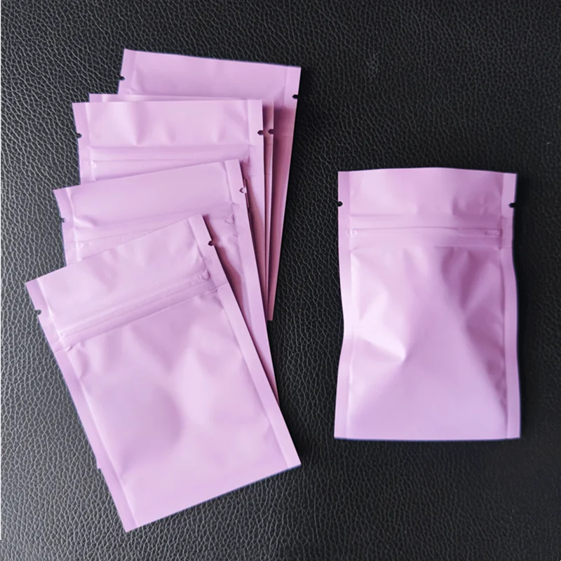 30pcs Matte Purple Zipper Lock Bag Tea Candy Powder Packaging Resealable Small Foil Freshies Bags Mylar Pouch for Food Storage