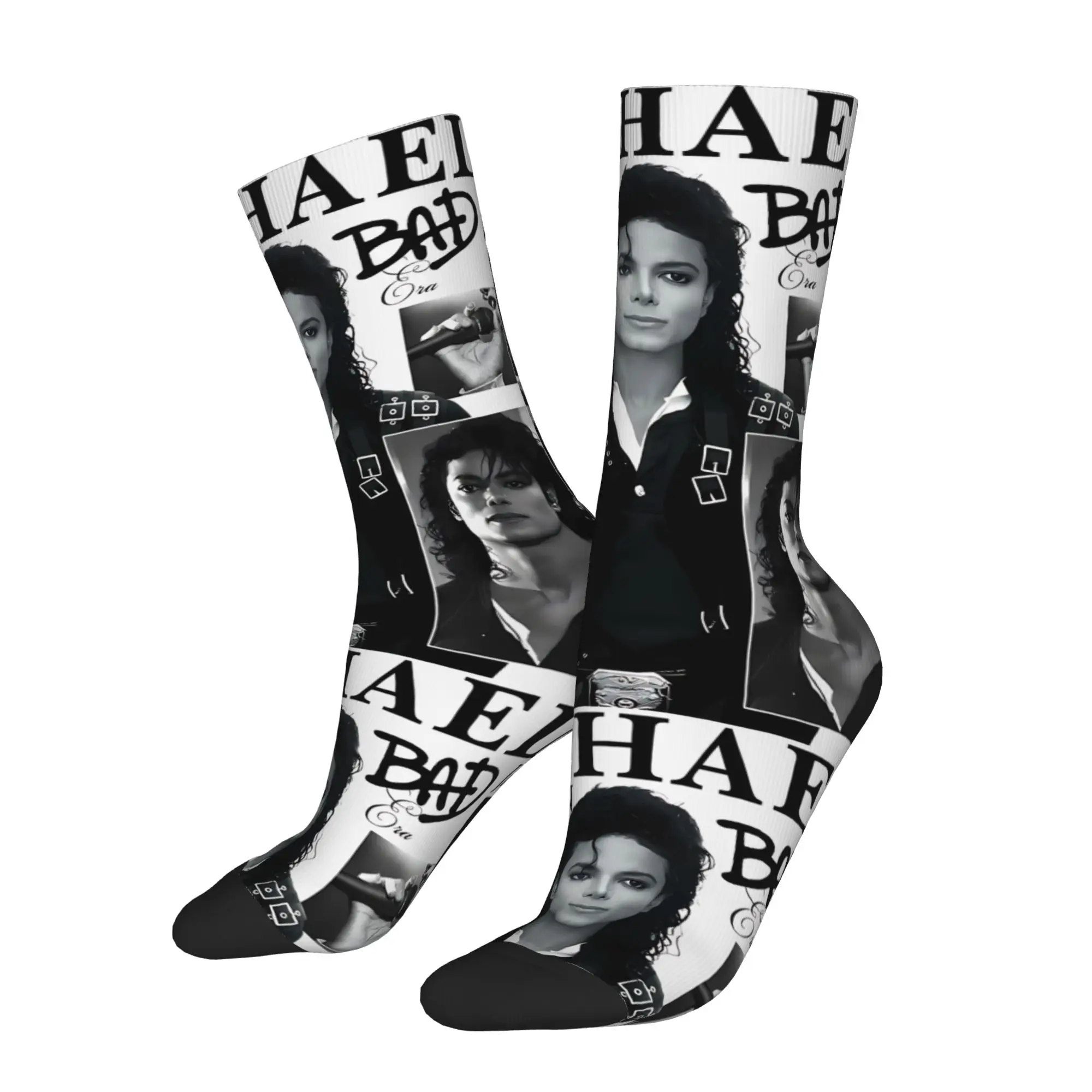 1 paire de chaussettes amusantes et originales pour hommes, motif Moonwalk Icon Hip Hop Harajuku M-Michael Jackson, chaussettes imprimées de qualité, cadeau décontracté