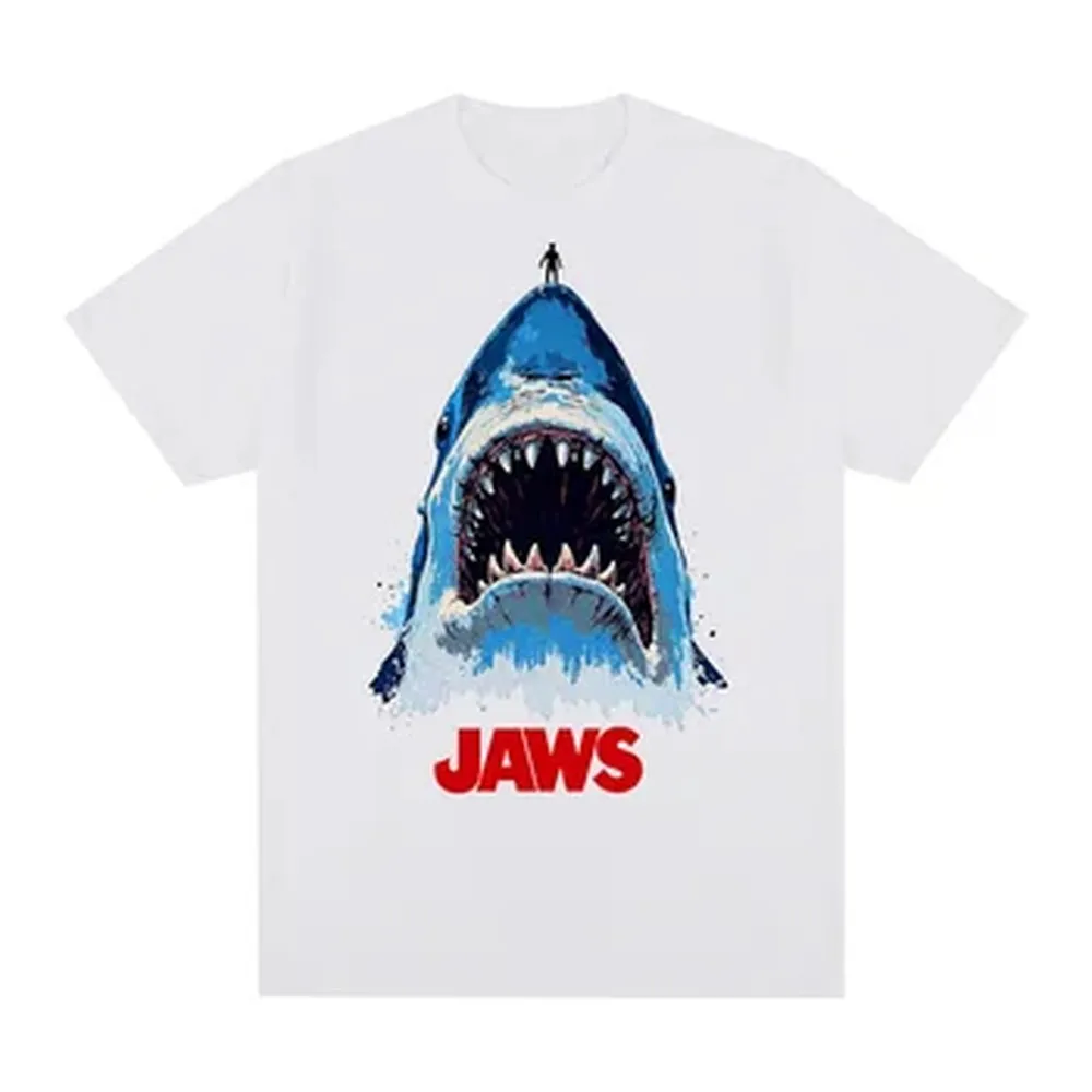 Jaws Vintage Graphic T‑Shirt Unisex Classic Horror Movie Retro Film Tee Casual Cotton Short Sleeve Streetwear Tops for Men Women