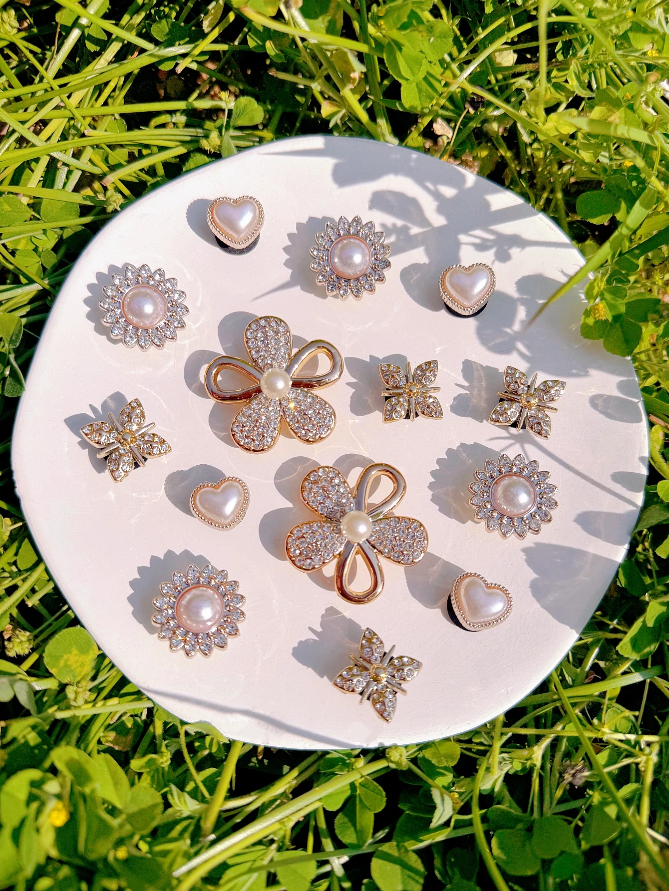 14 pieces of gold five petals decorated DIY leisure shoes ac