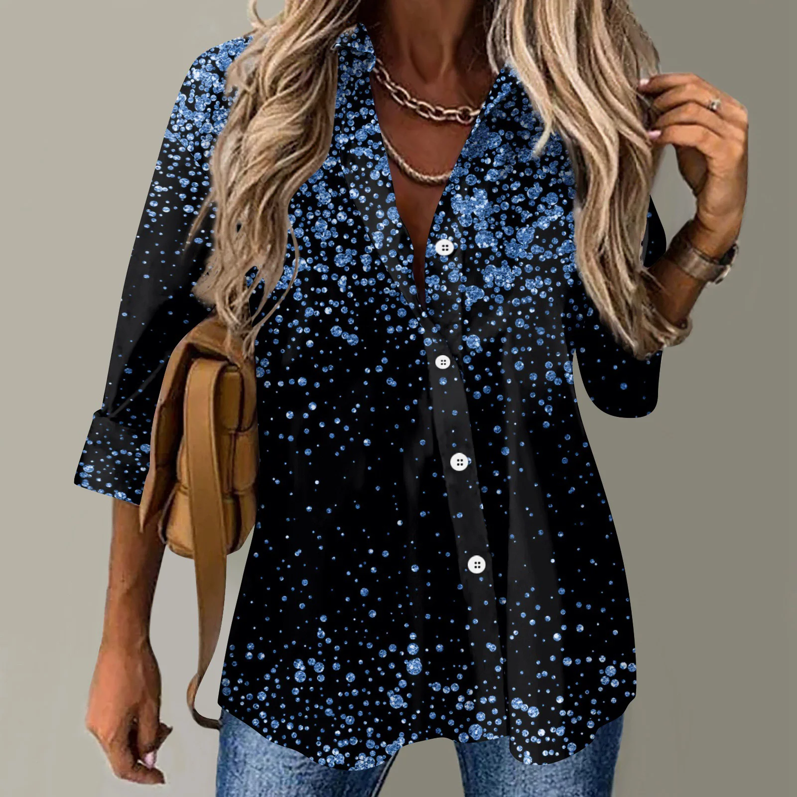 Fashion Tie-dye Gradient Women Shirts All Season Long Sleeve 3D Printed Street Trend Ladies Blouse 3XL Plus Size Casual Shirt