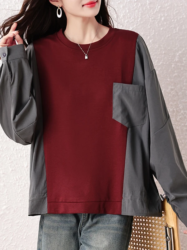 Suda Hoada con Bloques de Color a la Moda, Estilo Otoño 2025, Nueva, Simple, E, Versátil y Estilizadora de Meime...