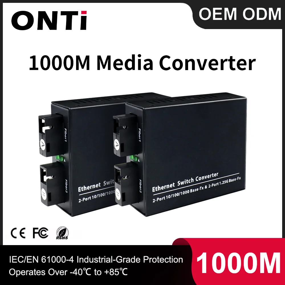 onti-2gf-2ge-ギガビットファイバーメディアコンバーター、3km-20km、シングル-デュアルファイバー、1×9-sfp光モジュール（ネットワークおよびcctvシステム用）
