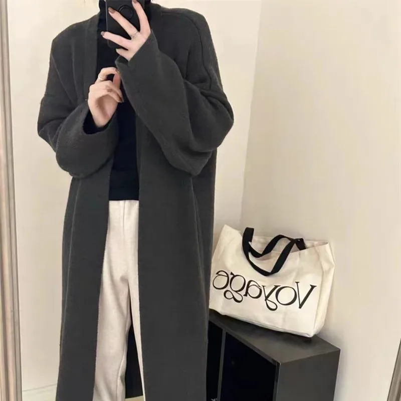 Basics Solid Long Cardigan Women Knitted V-Neck Top Coat Fashion Jacket Long Sleeved Knitted Cardigan Sweater Autumn Winter