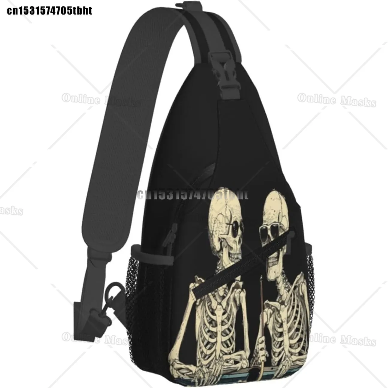 Skull Sling Bag Baseball Vintage Sport Hiking Daypack Crossbody Shoulder Backpack Travel Chest Pack for Men Women