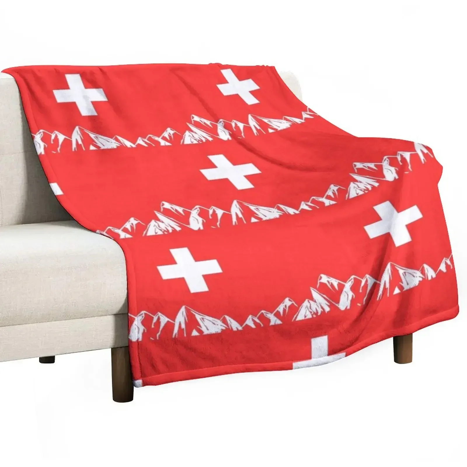 

SWITZERLAND - Swiss Cross, Country Travel Flag, Modern Minimal Abstract Boho Throw Blanket Single Blankets