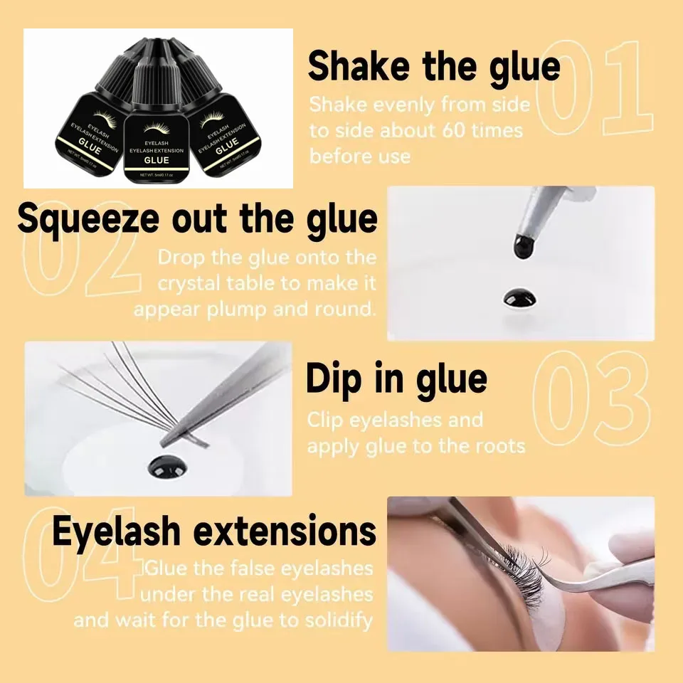 Suministros de extensión de pegamento para pestañas, 5g, segunda pegamento para pestañas secas para pestañas postizas, adhesivo impermeable, retención adhesiva de elevación, 7-14 días