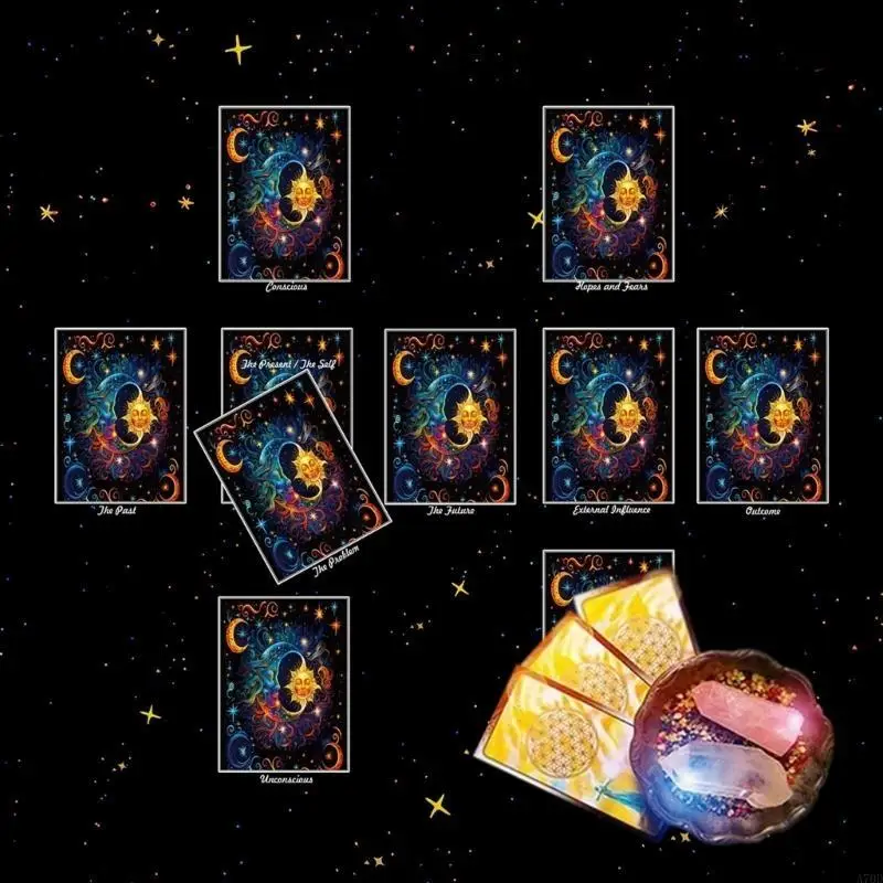 التارو مفرش المائدة المذابح القماش بطاقة القراءة التنجيم مفرش المائدة الديكور A70D