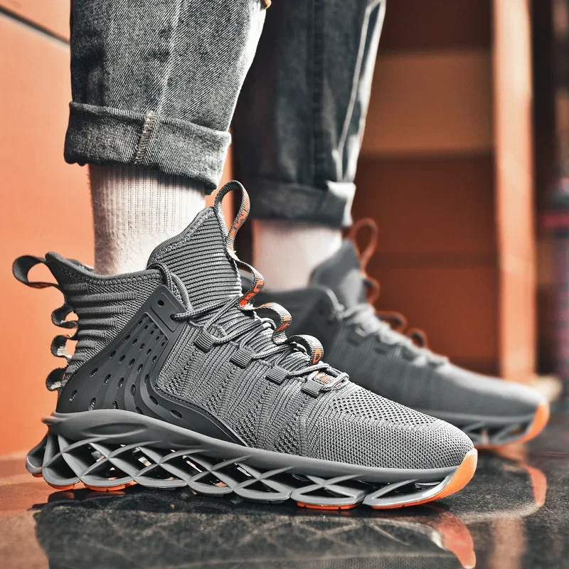 Large size men's shoes new summer running Breathable flying woven sports casual shoes blade net men's fashion image 3