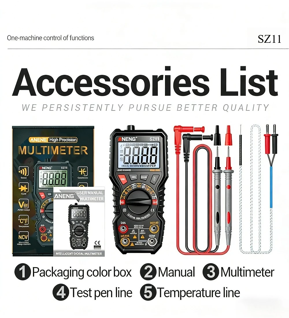 ANENG SZ11 Voltage Meter Resistance Capacitor Test Electrician Digital Multimeter Tester 6000 Counts Anti-burn AC/DC Current