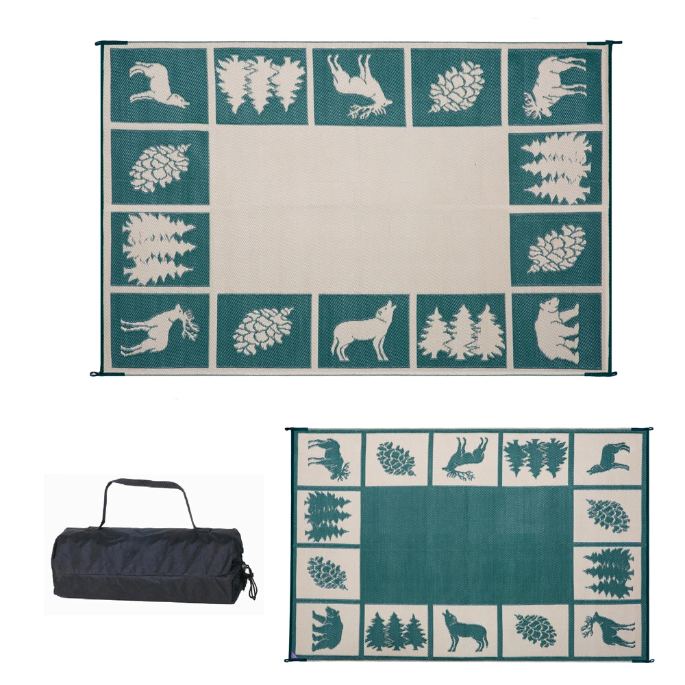 

RV Outdoor Rugs Reversible Mats Clearance Weatherproof Area Mat Carpet With Corner Loops for Patio Camping Rug