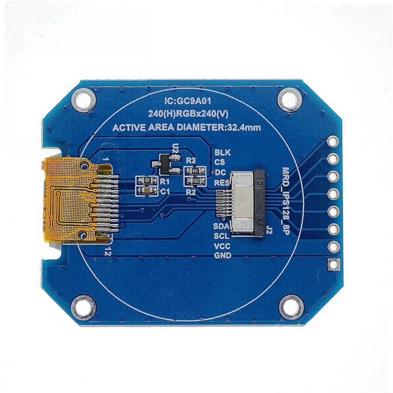 1.28 Inch TFT LCD Display Module Component Round RGB 240X240 GC9A01 Driver 4 Wire SPI Interface 240X240 Resolution Adapter PCB