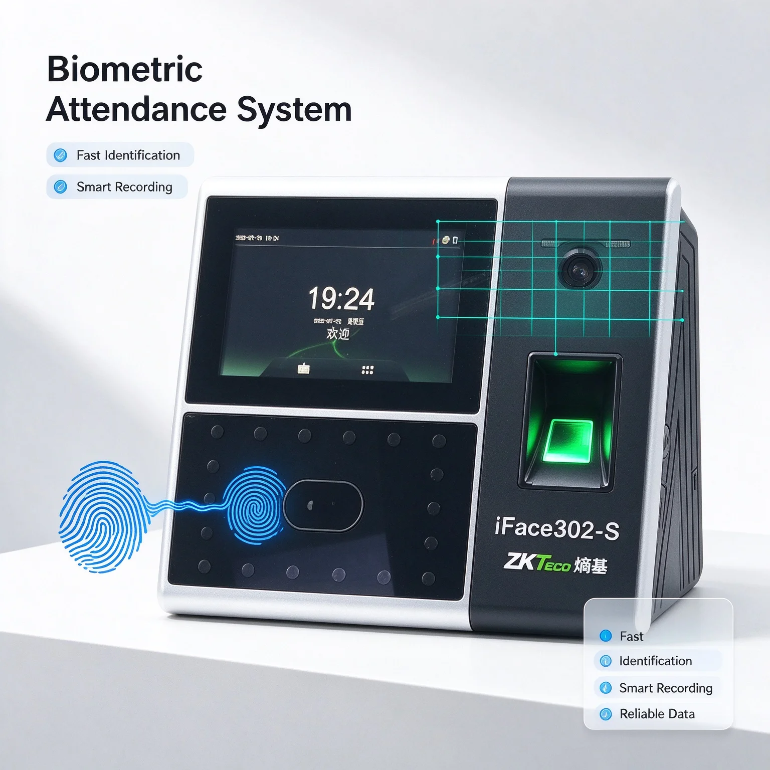 ZKTeco iFace302-S Biometric Face Fingerprint Attendance Terminal Employee Time Clock For Business Office Factory Access Control
