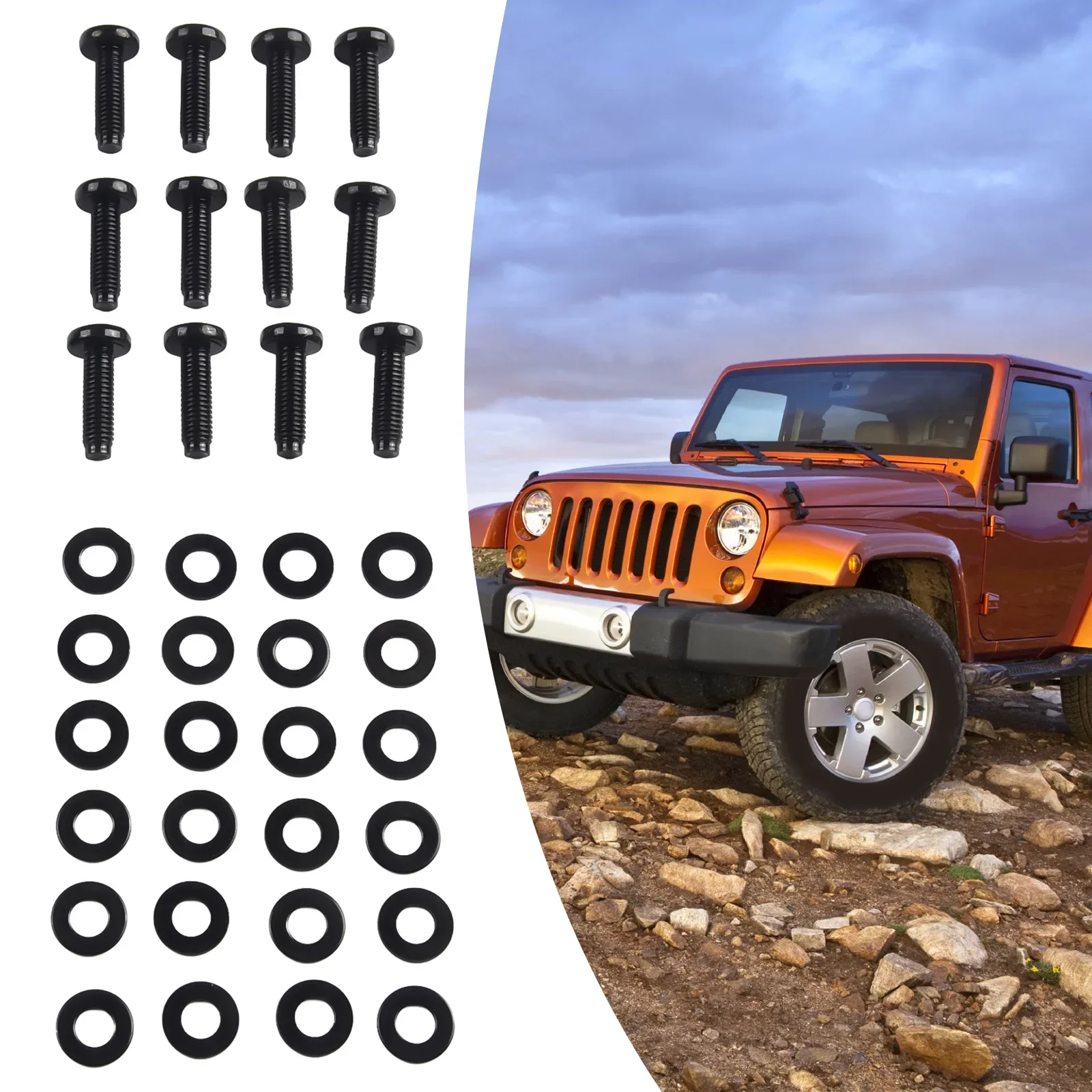 

12PCS Screws Windshield Frame 06508953AA Accessories Exterior Fit A-Pillars Hardtop Parts For Jeep Wrangler YJ