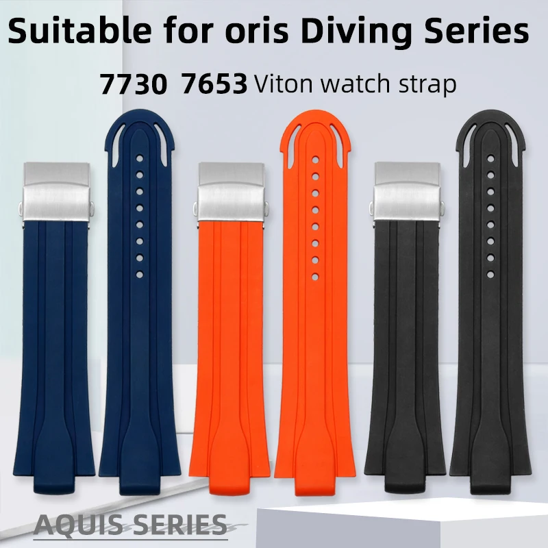 

Rubber Strap For Oris Diving strap 773 7730 F1 Racing Williams Sports Diving Dust Free men Watch Strap Convex Watchband 24-12mm