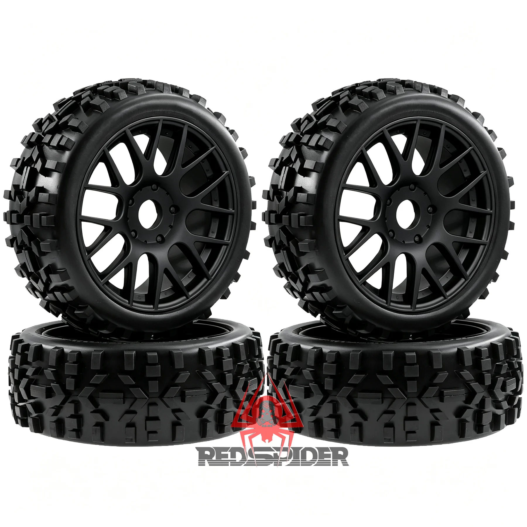 RED SPIDER 4Pcs 1/8 Buggy Tires OD 118mm And Wheels 17mm Hex  For 1/8 Off Road Buggy Truck Car Traxxas Arrma Typhon 6S 3S Talion
